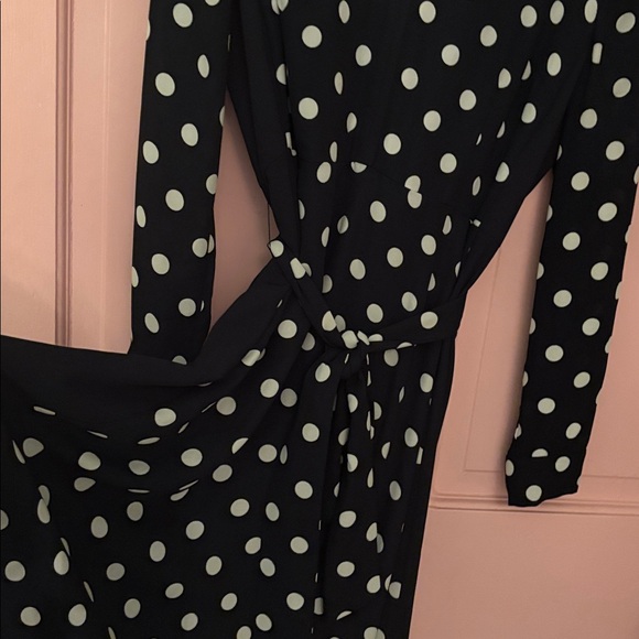 Hobbs London Polka Dot Navy and White Dress - Picture 2 of 7